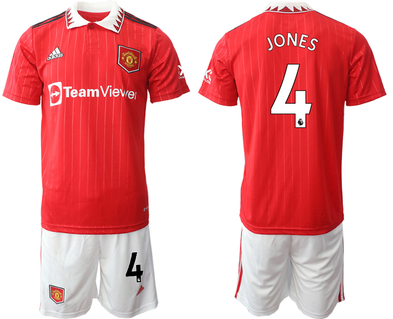 Men 2022-2023 Club Manchester United home Red #4 Adidas Soccer Jersey